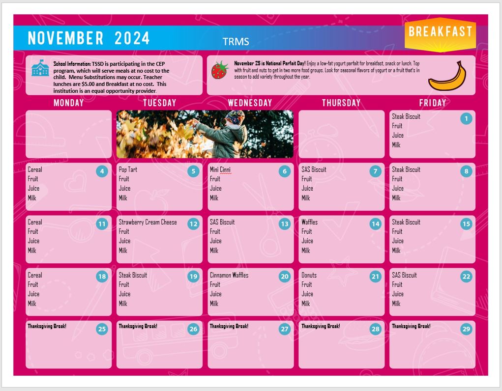 Nov TRMS bfast menu