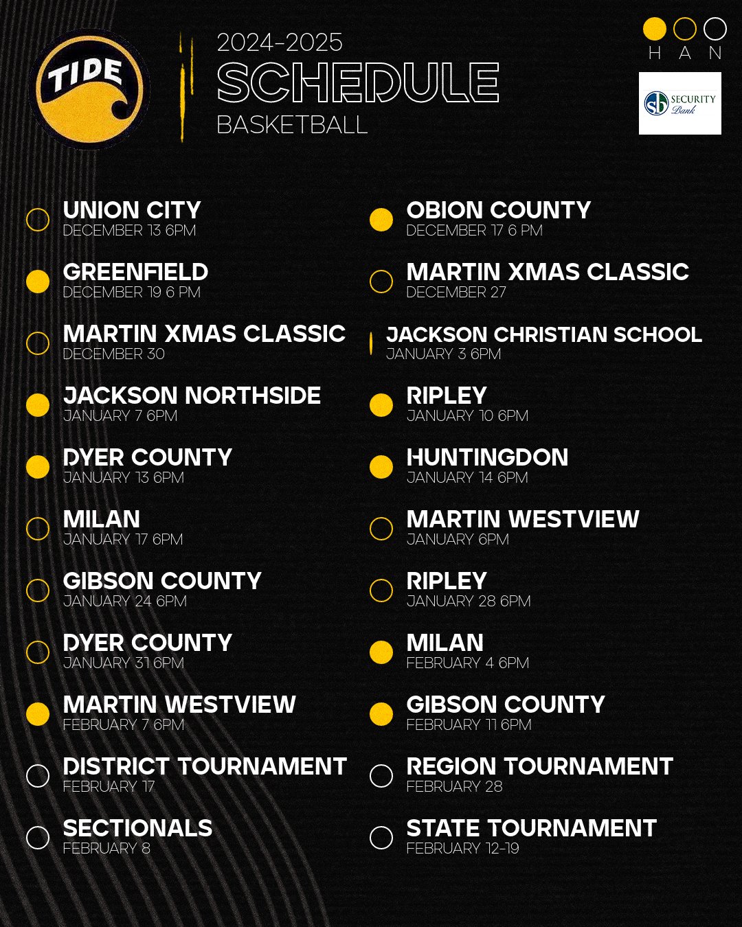 PHS Basketball Schedule