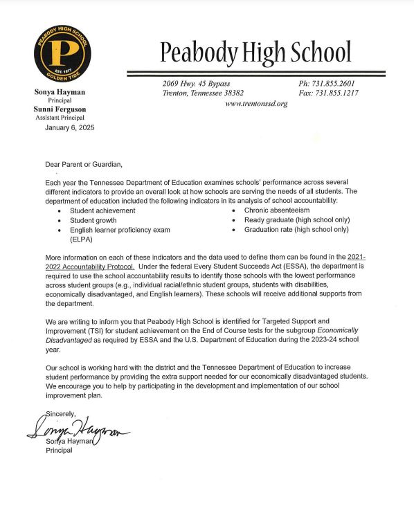 PHS TSI Letter